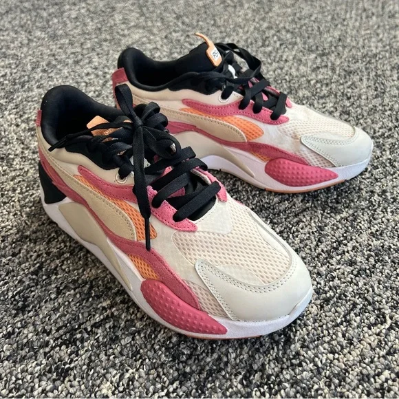 Puma RS-X3 Mesh Pop Sneakers in Pink & Cream - Picture 3 of 11